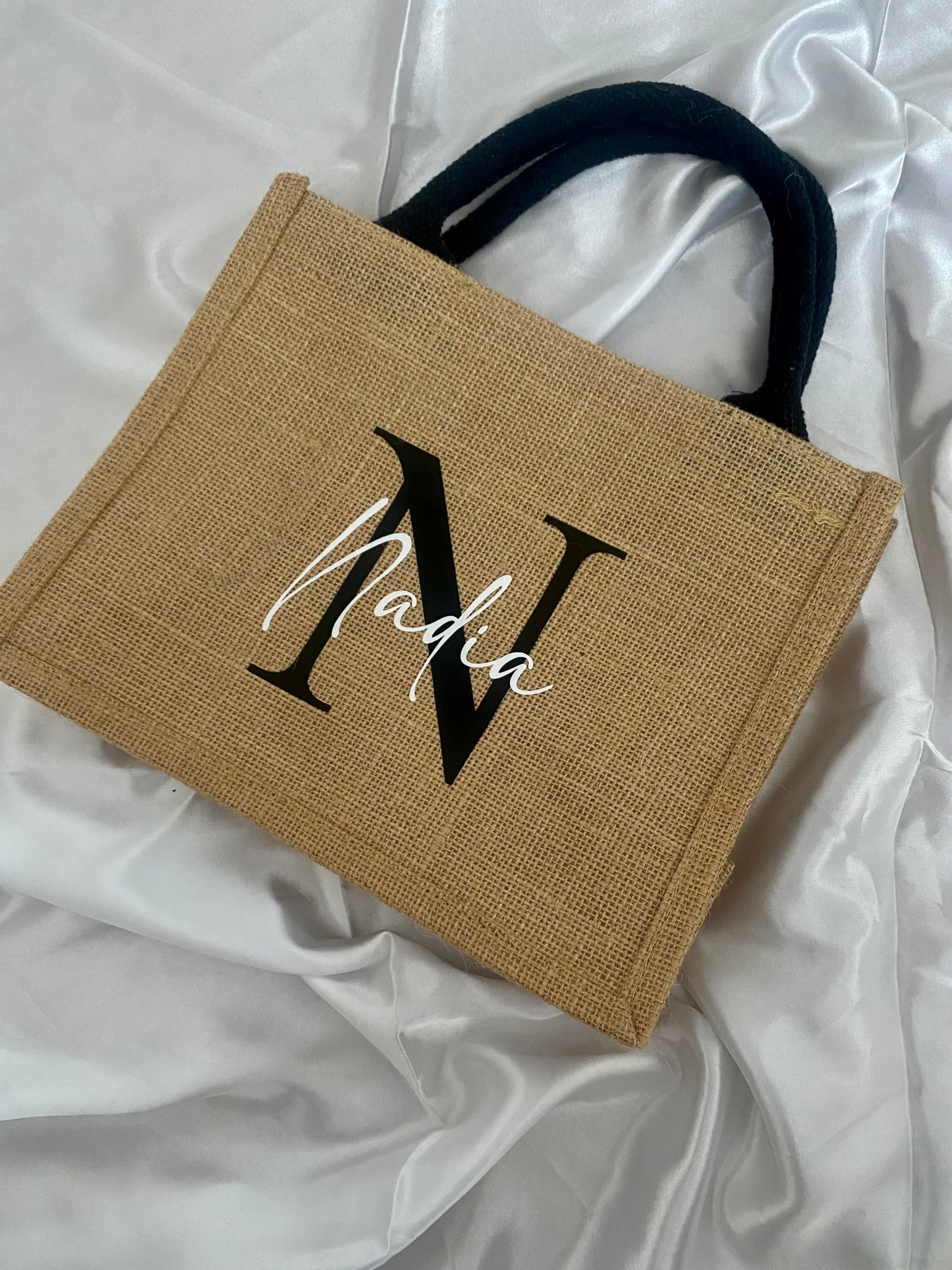 Sac en jute lanière noire